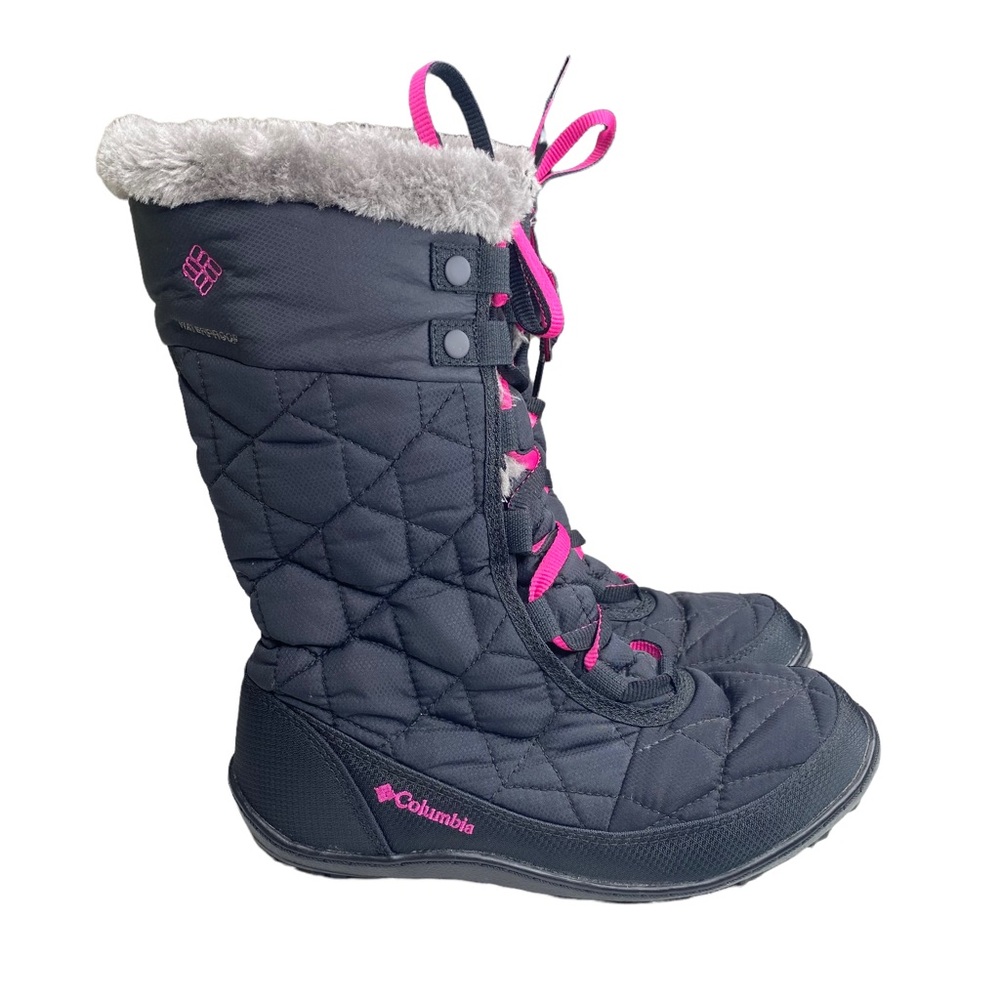 new Columbia ✪ Minx III Mid Faux Fur Waterproof Snow Boots ✪ Black Pink ✪ Size 4 - Picture 1 of 16